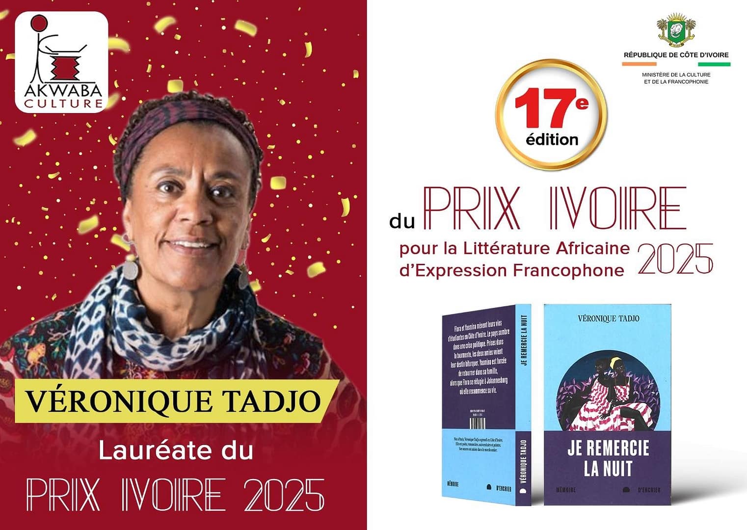VéroniqueTADJO lauréate du Prix Ivoire 2025