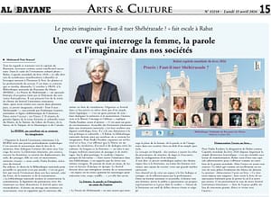Rabat accueillera « Le Procès de Shéhérazade » – Article d&rsquo;AL Bayane du 13 avril 2026