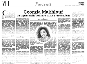 Georgia Makhlouf à l’honneur dans L’Orient Littéraire