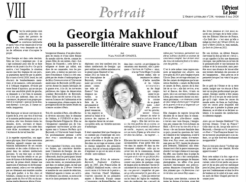 Georgia Makhlouf à l’honneur dans L’Orient Littéraire